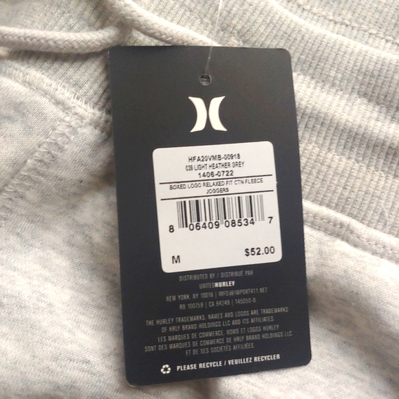 HURLEY NEW Boxed Logo Relaxed Fit Fleece Joggers - Picture 12 of 12